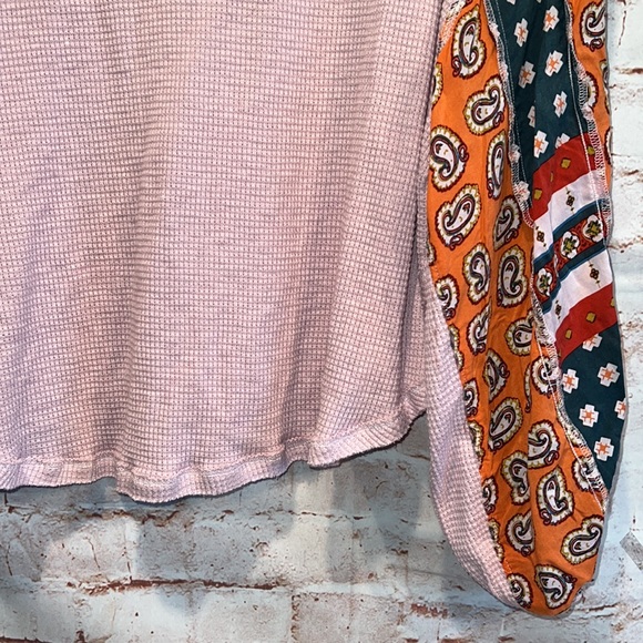 Free people blossom print Dolan balloon sleeve top mixed paisley thermal top - Picture 8 of 12